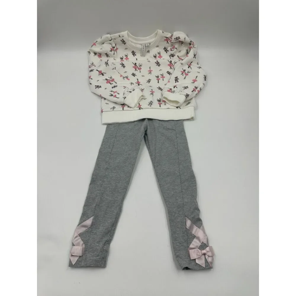 Janie and Jack Kids Set of Two Pants & Top Sz S Crew Neck Long Sleeve Ballerina